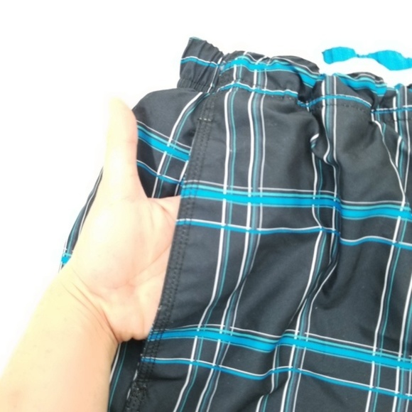 Speedo Mens Blue Black Plaid Swim Trunks - Picture 3 of 6
